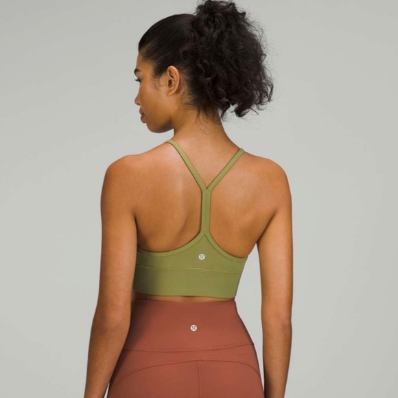 Lululemon Flow Y Nulu Longline Bra - Bronze Green - Size 6 - Picture 4 of 4